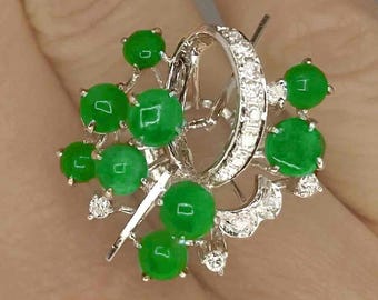 14K ゴールド ヒスイ リング 指輪 モダンな14Kゴールド製翡翠リング（ダイヤモンド付き） - Etsy 日本