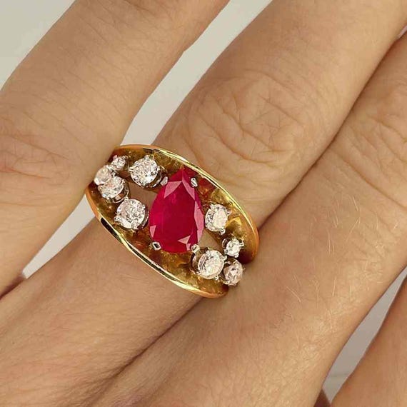 Unheated Burmese Ruby Engagement Ring Natural Rub… - image 3