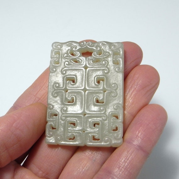 Antique Jade Pendant Carved Natural Jade Pendant … - image 1