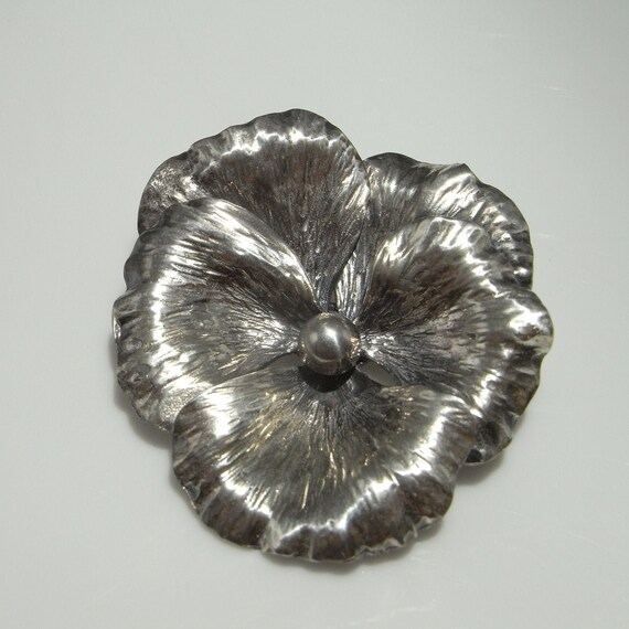 Pansy Pin Brooch Sterling Silver 1940s Late Art De