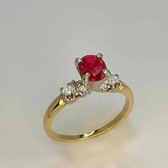 Unheated Ruby Diamond Ring 18K Gold Ruby Solitair… - image 7