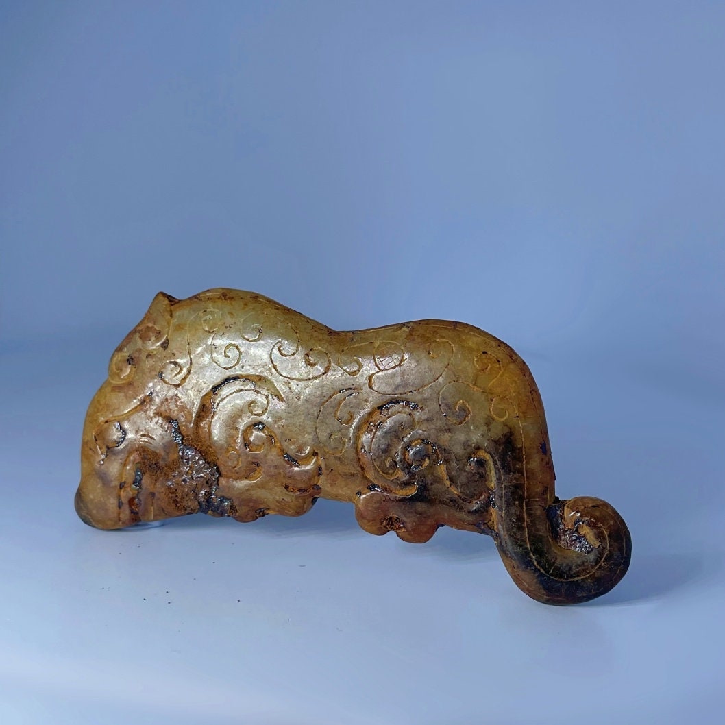 Han Dynasty Jade Tiger w. Authenticity Report Archaic Jade Ancient Chinese Jade Antiquities