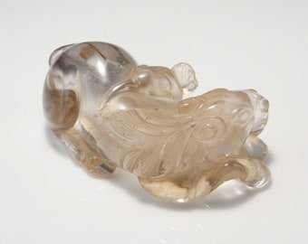 アンティーク ロック クリスタル 嗅ぎタバコ瓶 清朝 馬猿像 ロック