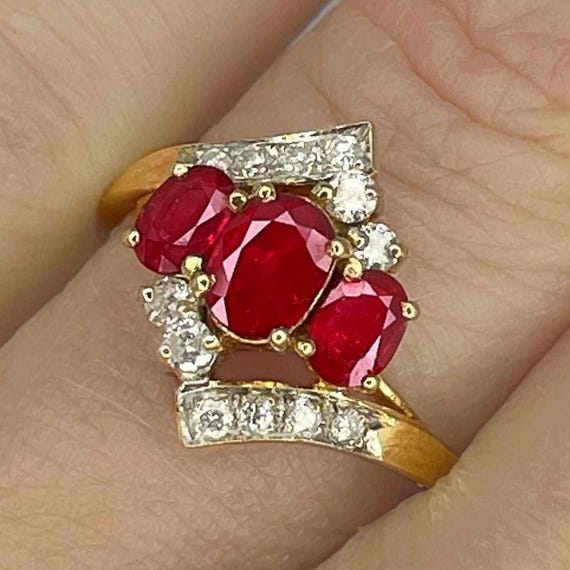 Unheated Ruby Engagement Ring No Heat Ruby Diamon… - image 1