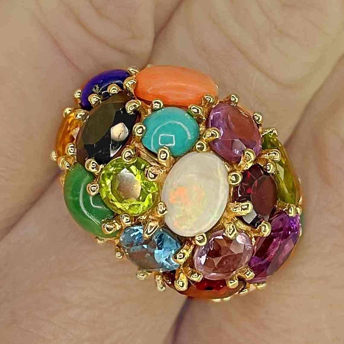 RARE VINTAGE BOHO HIPPE GOLDEN LINKS BELT, DOMED MULTICOLORED CABOCHON STONES Vintage Cabochon Chain Belt - Etsy main image 4