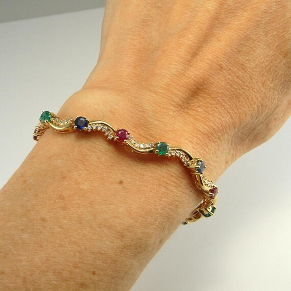 Ruby Sapphire Emerald Bracelet Estate Ruby Sapphi… - image 4