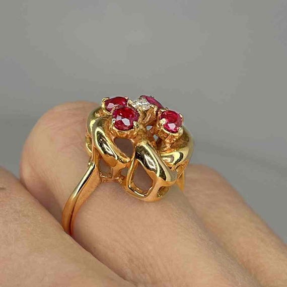 Art Deco Ruby Sapphire 14K Gold Ring Antique Ruby… - image 6