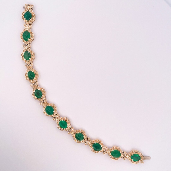 Natural Emerald Diamond Bracelet Tennis Bracelet Oval Cut Diamond Halo -  Ruby Lane