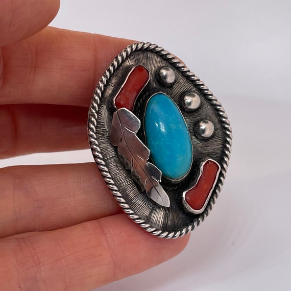 Large Turquoise Ring Statement Ring Navajo Ring N… - image 6