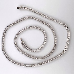 11.5 carat Diamond Necklace Princess Cut Tennis Necklace 18K White Gold VS clarity F color Exceptional White Necklace Wedding Anniversary