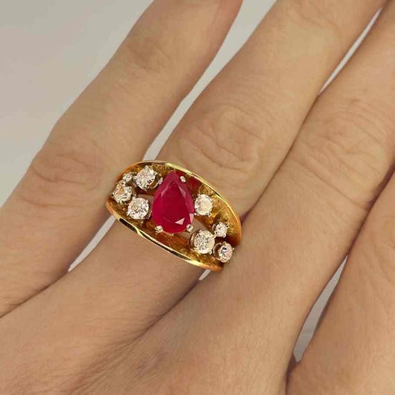 Unheated Burmese Ruby Engagement Ring Natural Rub… - image 2