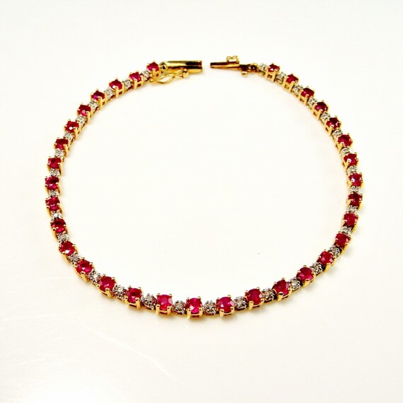 14K Yellow Gold Ruby Bracelet, 1.00tcw, 26.7g - Tangibleinvestmentsinc.com