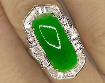 高品質のインペリアルグリーンジェダイト翡翠リング 18k - Etsy 日本