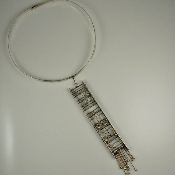 Silver Statement Necklace Brutalist Jewelry 1970s
