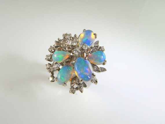 Australian Opal Ring Opal Diamond Ring Natural Op… - image 5