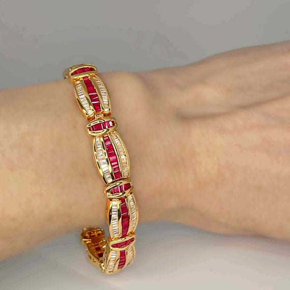 Luxury 36.2 cttw Unheated Ruby Diamond 14K Gold B… - image 7