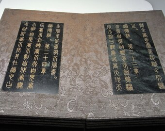 Chinese Antiques Jade Book Qianlong 18th Century Jade Book Silk Wood Incised Gilded Gold Script Confucius Teachings Confucianism Qing