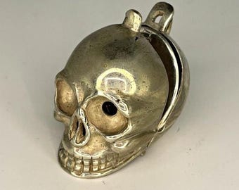 Renaisance Silver Skull Pomander Pendant Momento Mori Pre Georgian Locket Jewelry 17th Century Baroque Medieval Antique Silver Pendant