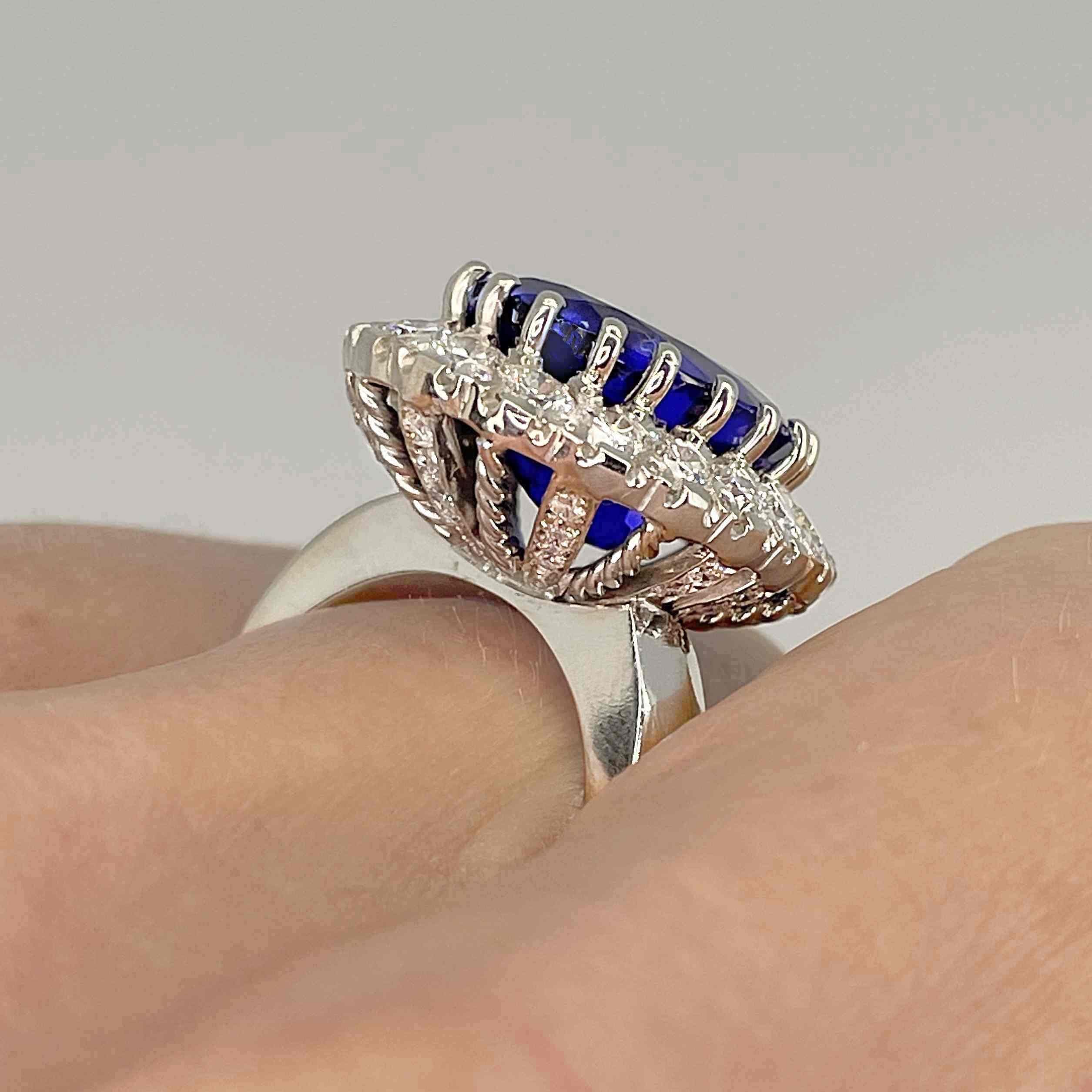 OOAK 12.57 ctw 巨大ピュアディープブルータンザナイトダイヤモンド