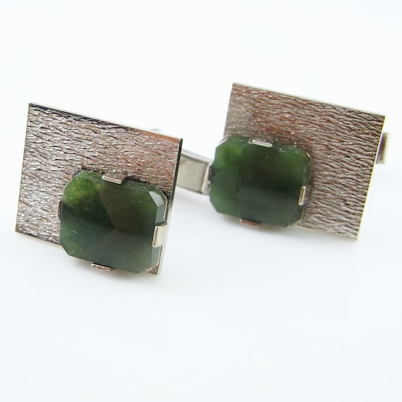 Jade Cufflinks Vintage Cufflinks Silver Cufflinks