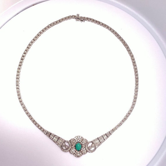 Turquoise Diamond Necklace 14K White Gold Natural… - image 6