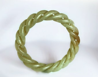 Antique Chinese Jade Bangle w. Authenticity Report Carved Green Jade Bangle Qing Dynasty Jade Bangle Bracelet