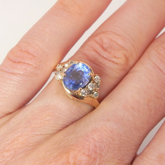 Estate 8.25ct Blue Sapphire & Diamond Platinum Ring sapp sapph sapphir -  66mint Fine Estate Jewelry