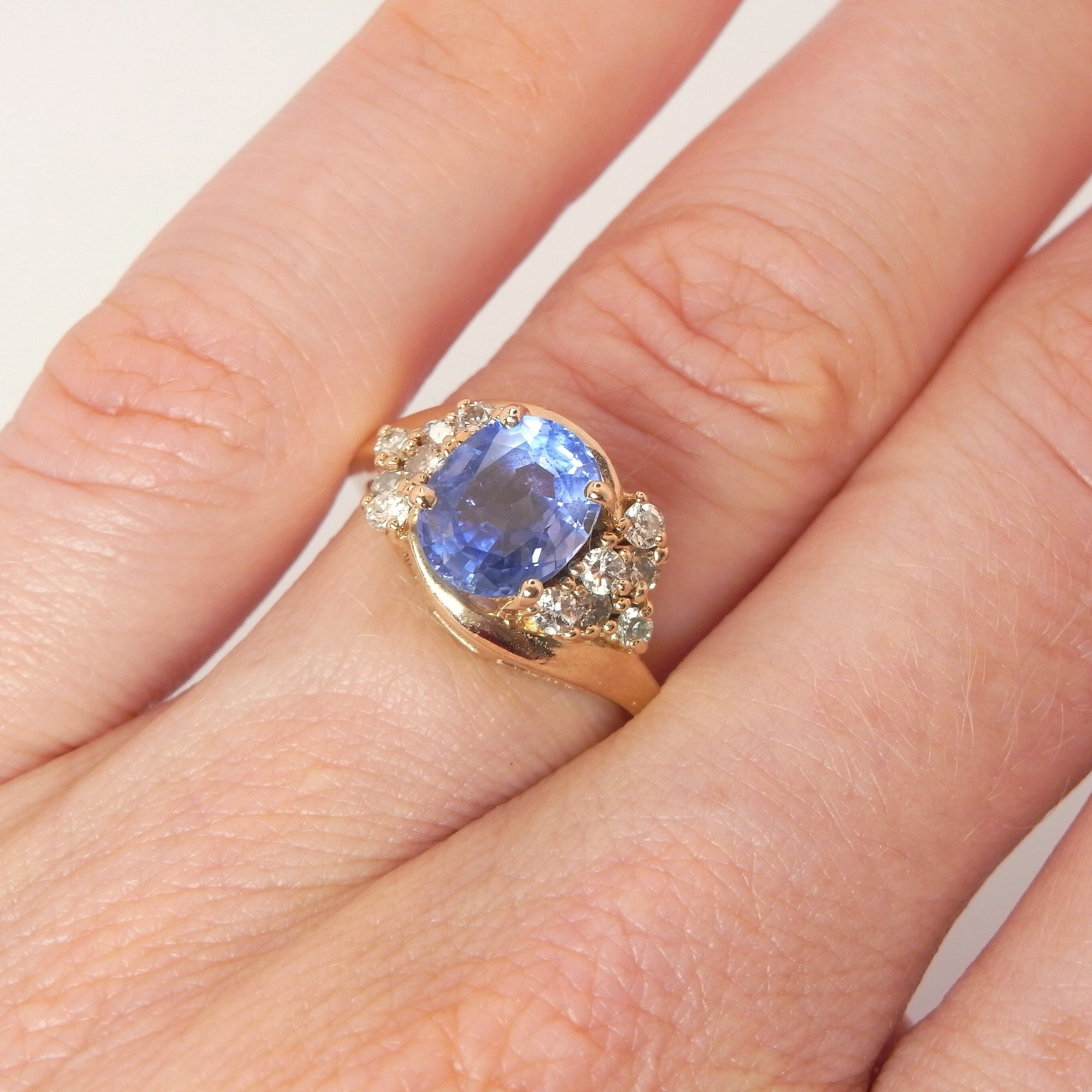 Vintage Sapphire & Diamond Cluster Ring – Fetheray