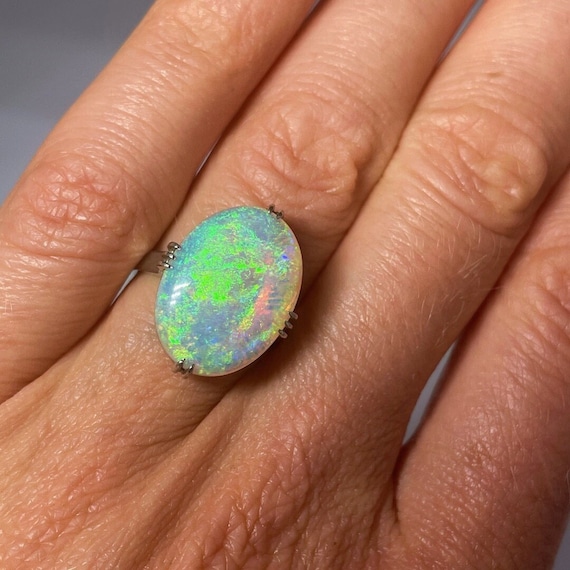 Australian Crystal Opal Ring Natural Crystal Opal… - image 1
