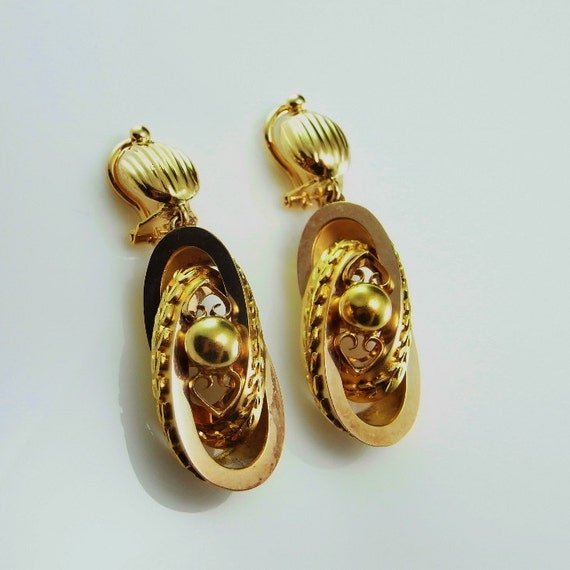 Antique Victorian Gold Drop Earrings 19th Century… - image 2