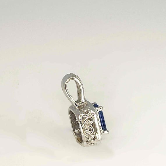 Unheated Deep Blue Sapphire Diamond 14K Pendant E… - image 9