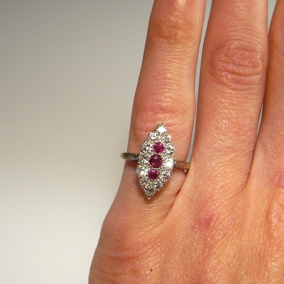 1920s Ruby Diamond Engagement Ring Antique Art Dec