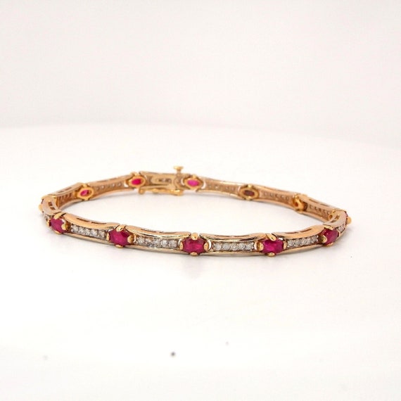 Le Vian Ruby Bracelet 1-5/8 ct tw Diamonds 14K Strawberry Gold 7.15