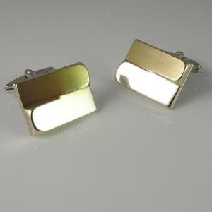 Rectangle 1970s Gold Plated Silver Cuff Links Cufflinks Mens Accessories Jewelry for Special Day Gifts for Fiance Valentine Birthday