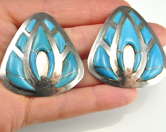 Big Turquoise Earrings Turquoise Cabochon Earrings Native American Earrings Native American Jewelry Navajo Earrings Huge Statement Earrings