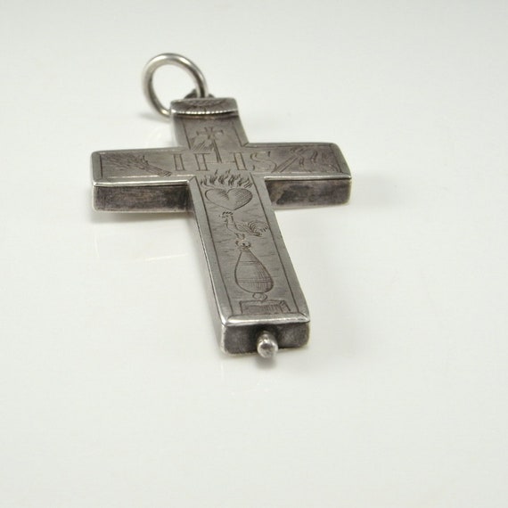 1600s Renaissance Antique Reliquary Cross Silver … - image 5