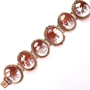 Victorian Cameo Bracelet Antique Cameo Bracelet 14K Gold Bracelet Shell Cameo 19th Century Antique Jewelry Post Georgian Victorian Jewelry