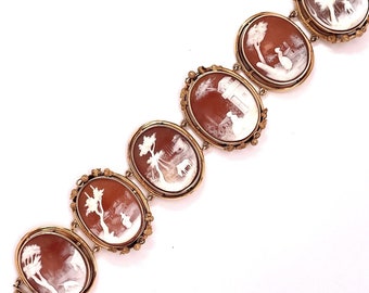 Victorian Cameo Bracelet Antique Cameo Bracelet 14K Gold Bracelet Shell Cameo 19th Century Antique Jewelry Post Georgian Victorian Jewelry