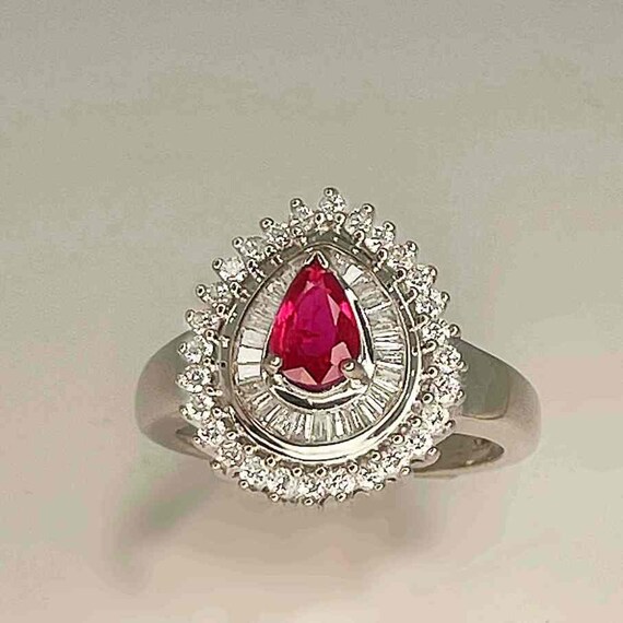Unheated Ruby Diamond Ring Ruby Diamond Halo Clus… - image 8