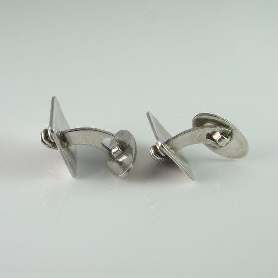 Danish Square Silver Geometric Cufflinks 1950s 19… - image 4