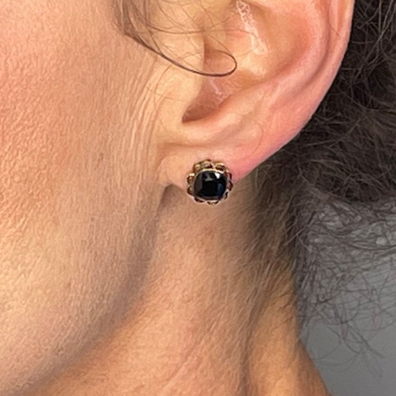 Black Unheated Sapphire Gold Earrings Unheated Na… - image 5