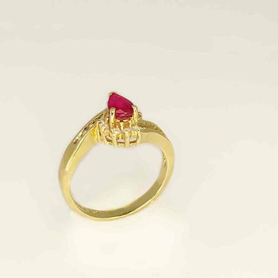Tear Drop Ruby Ring Unheated Ruby Diamond Ring 14… - image 8