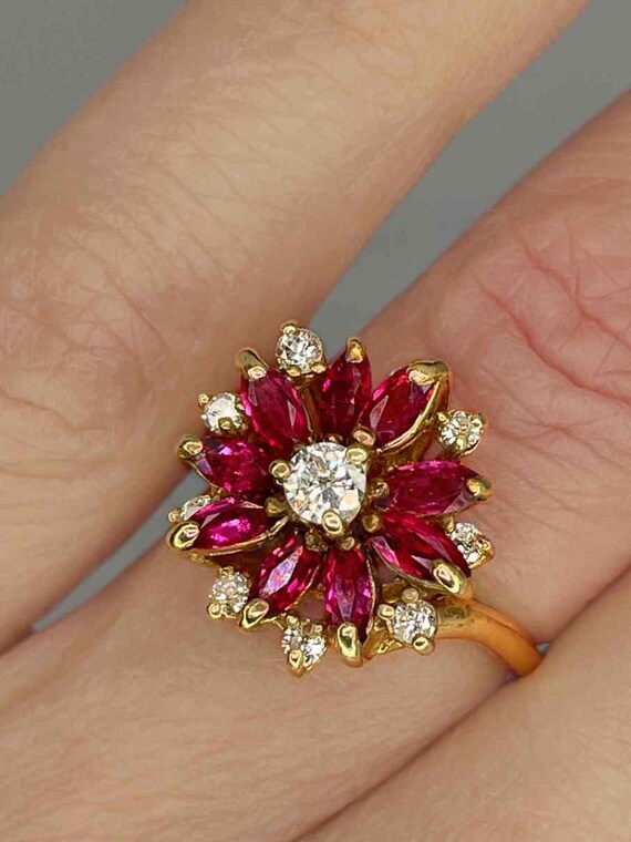 Unheated Ruby Engagement Ring No Heat Ruby Diamon… - image 2