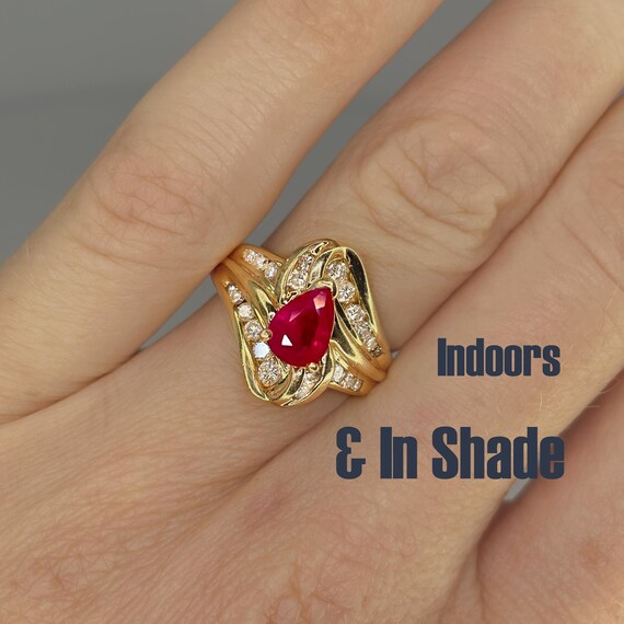 Pear Cut Ruby Ring Ruby Engagement Ring Unique Ru… - image 4