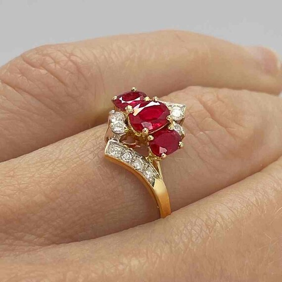 Unheated Ruby Engagement Ring No Heat Ruby Diamon… - image 8