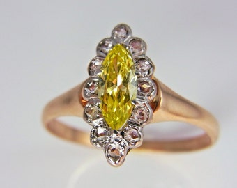 Georgian Ring Antique Diamond Ring Victorian Diamond Ring Fancy Yellow Diamond Engagement Ring Antique Engagement Ring Rose Cut Diamond Ring