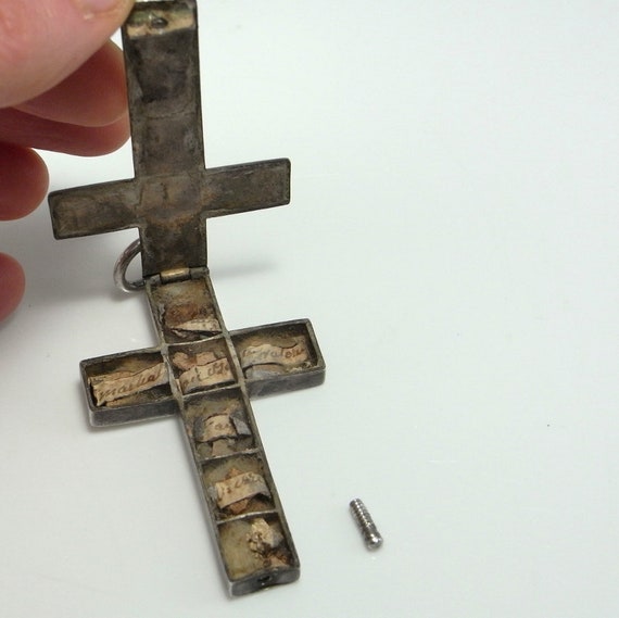 1600s Renaissance Antique Reliquary Cross Silver … - image 3