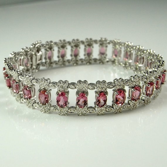 Pink tourmaline tennis bracelet sale
