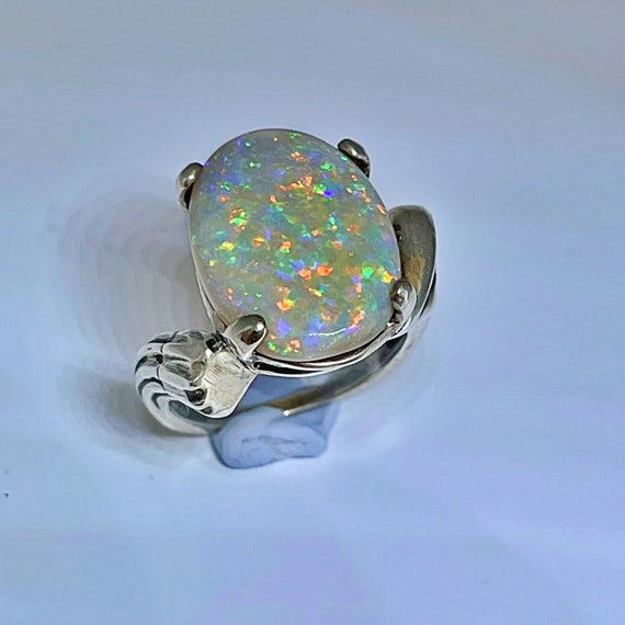 Semi Black Opal Ring Australian Opal Ring Natural… - image 8