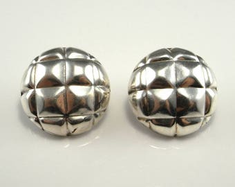 Silver Dome Earrings Sterling Silver Button Earrings Modernist Earrings Circle Earrings Space Age Jewelry Space Earrings Statement 925